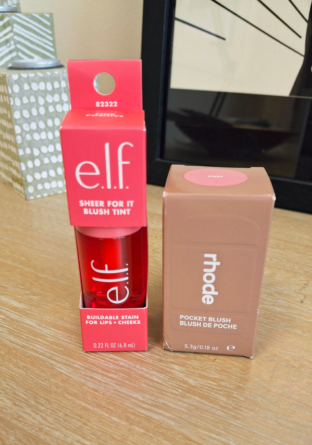 A pink e.l.f multi tint and Rhode blush