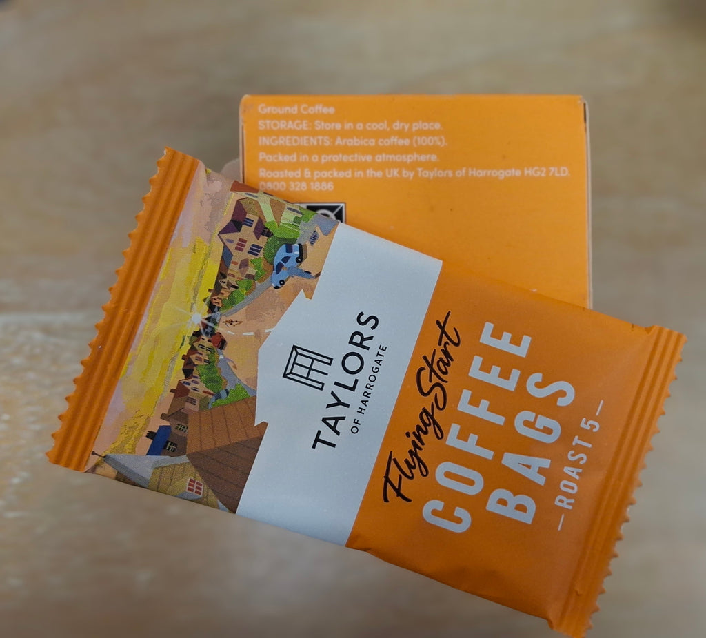 A photo of Taylor's of Harrogate Flying Start Coffee Bag ingredients.