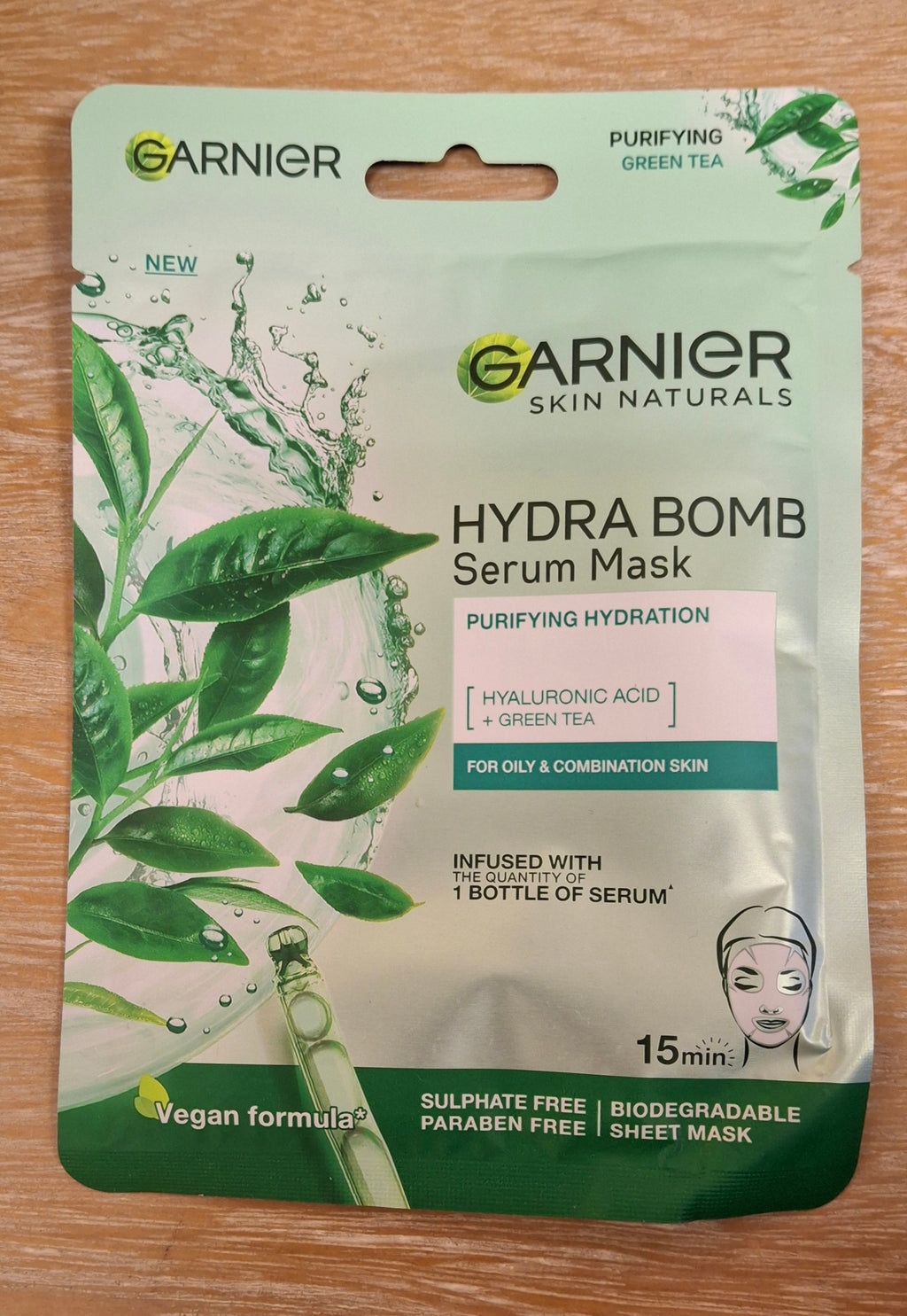 Garnier Skin Naturals Hydra Bomb Serum Mask sheet packaging.