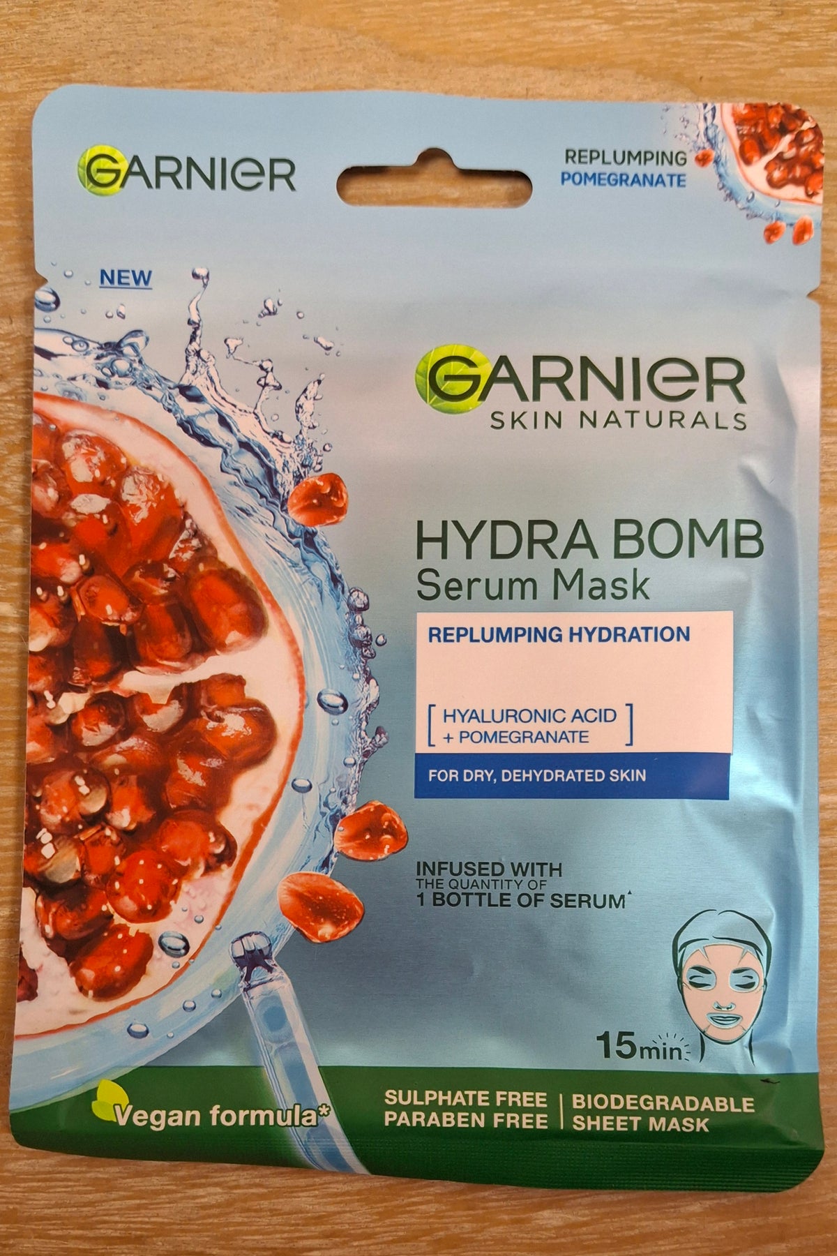 A photo of Garnier Hydra Bomb Serum Mask.
